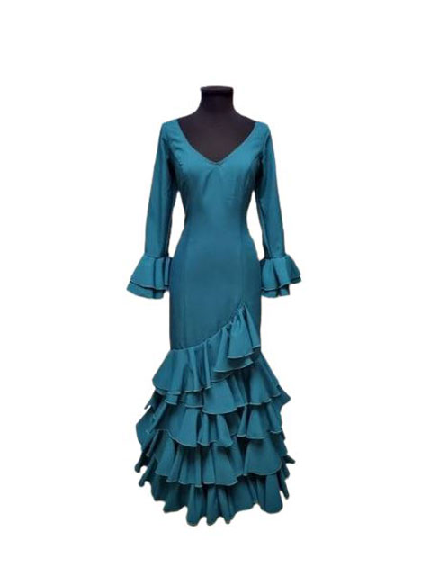 サイズ48.フラメンコドレスのロリータモデル。グリーン